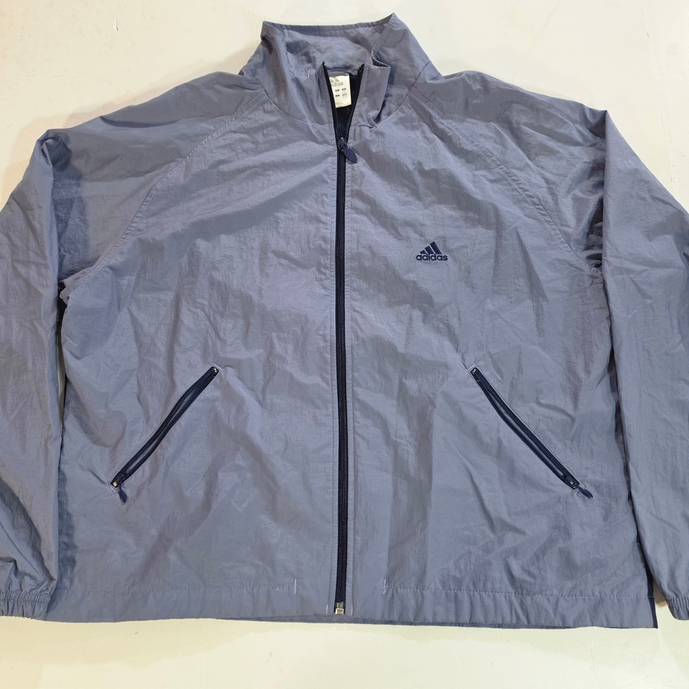 Adidas Vintage Windbreaker Jacket Mens XL Blue Full Zip Mesh Lined AZF 08/02